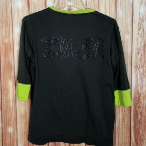 Zumba Button Up Gray and Neon Yellow Cardigan (L)